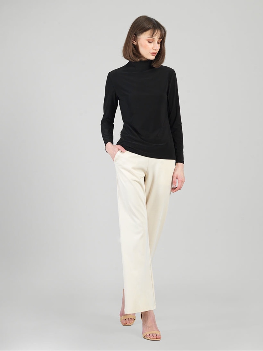 Clara Sun Woo Mock Funnel Neck Essential Staple Piece Top